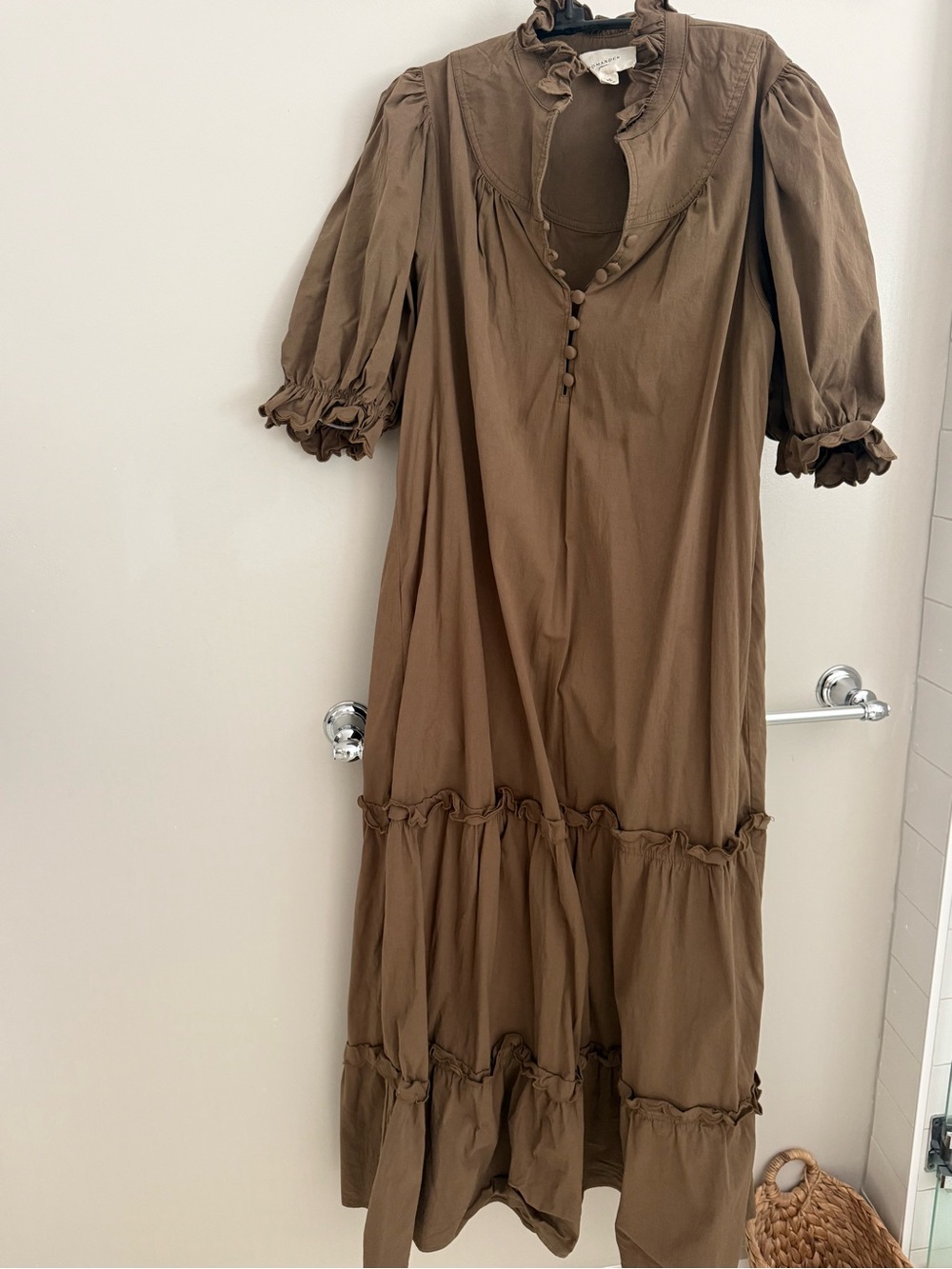 Pomander place Women's Brown Ruffled Tiered Midi Dress